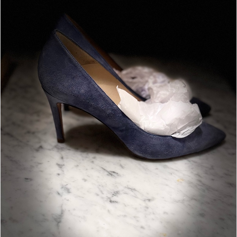 Floret Blue Suede Pointed Toe Courts by LK Bennett